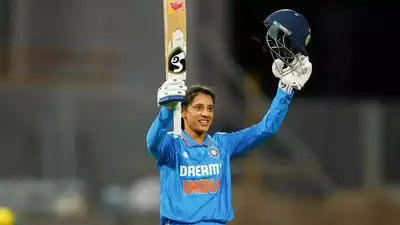 Smriti Mandhana celebrates her historic century.