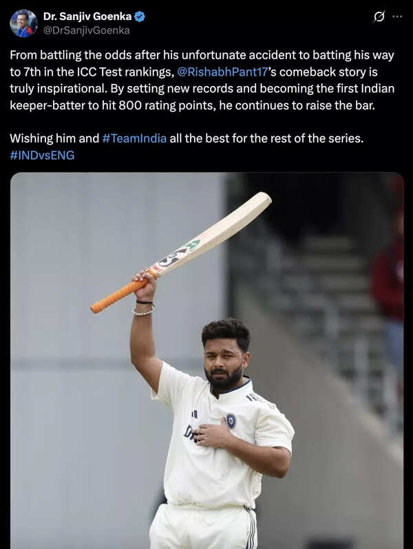 Sanjiv Goenka praises Rishabh Pant's resilience
